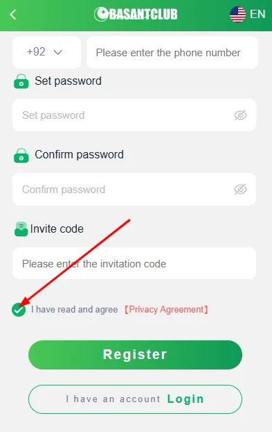 Tick the privacy agreement